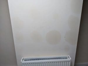 Penetrating damp affecting a wall in a victorian property.